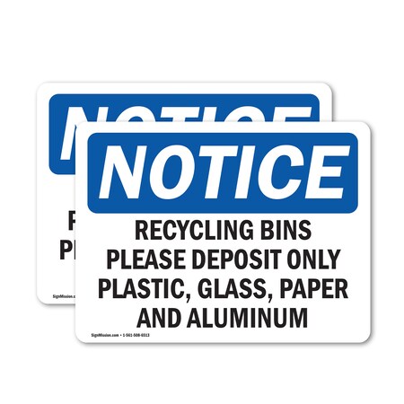 Signmission Recycling Bins Please Deposit Only Plastic, 5 in W x Rectangle, Vinyl Decal OS-2PACK-NS-D-35-L-18007